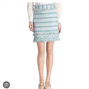 Tory Burch Nora Tweed (Fringe, Bead) Mini Pencil Skirt Size 6